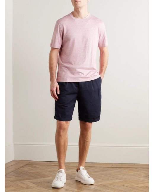 Brunello Cucinelli Pink Slub Linen And Cotton-blend Jersey T-shirt for men