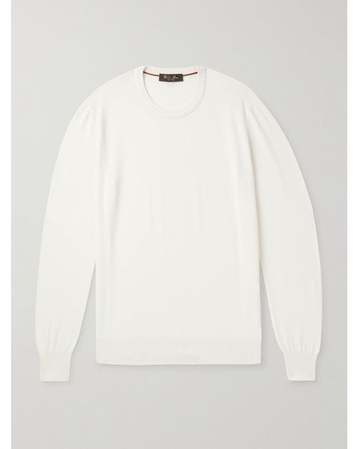 Loro Piana White Cotton And Silk-Blend Piqué Sweater for men