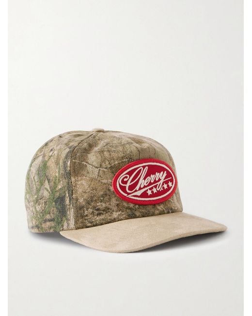 CHERRY LA Brown Five Star Logo-Appliquéd Camouflage-Print Cotton-Twill Baseball Cap for men