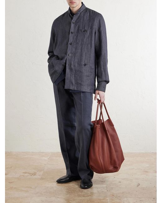 Rubinacci Blue Safari Linen Jacket for men