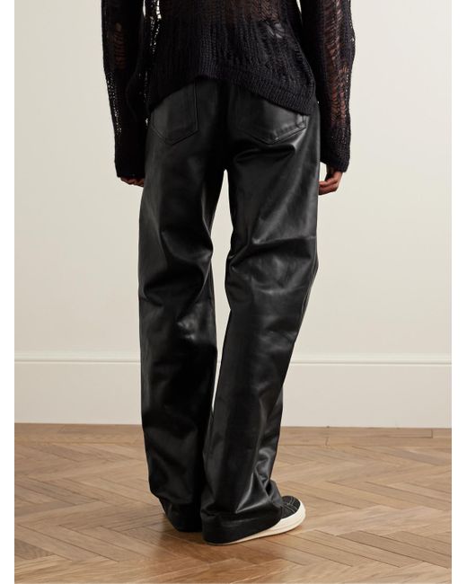 Rick Owens Black Geth Straight-leg Oiled-leather Jeans for men
