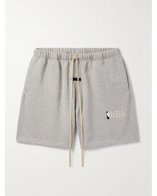 Fear Of God Gray Nba Straight-Leg Appliquéd Cotton-Blend Jersey Drawstring Shorts for men