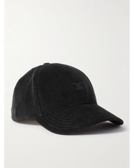 Céline Black Logo-Embroidered Cotton-Corduroy Baseball Cap for men