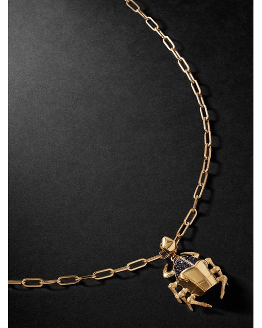 Collana con pendente in oro 18 carati con zaffiri e spinello Jitterbug Toro Beetle di Stephen Webster in Black da Uomo