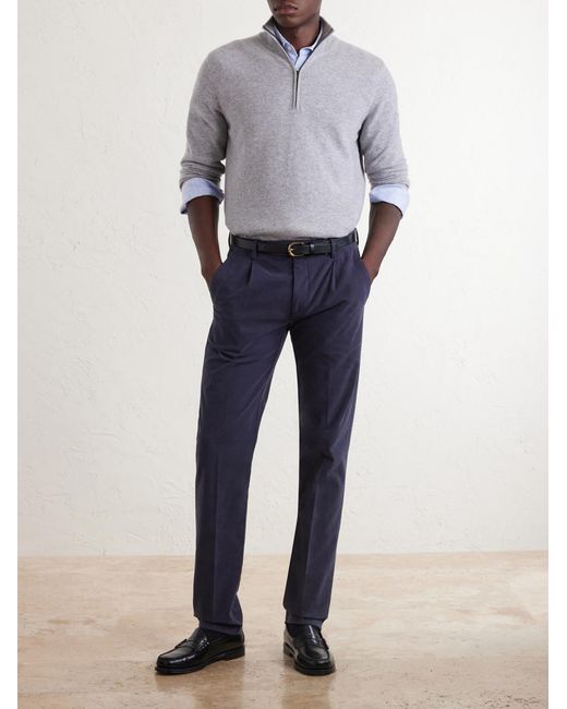 Massimo Alba Blue Ionio2 Straight-leg Cotton-blend Trousers for men