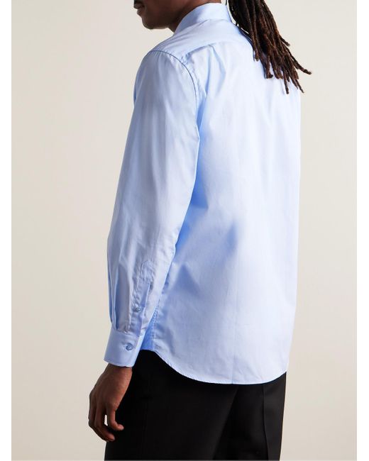 Saman Amel Blue Cotton-poplin Shirt for men