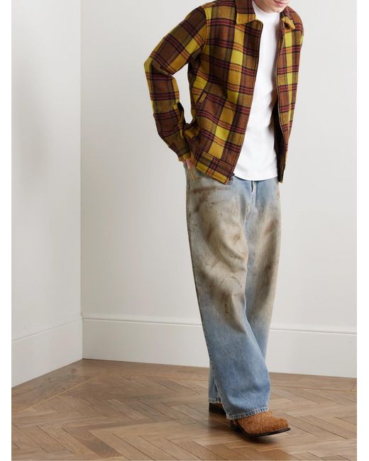 The Elder Statesman Brown Ian Checked Cashmere Bomber Jacket for men