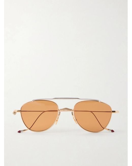 Jacques Marie Mage Natural Flynn Aviator-style Gold-tone Metal Sunglasses for men