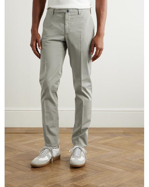 Incotex Venezia 1951 schmal geschnittene Hose aus Stretch-Baumwoll-Twill in Gray für Herren