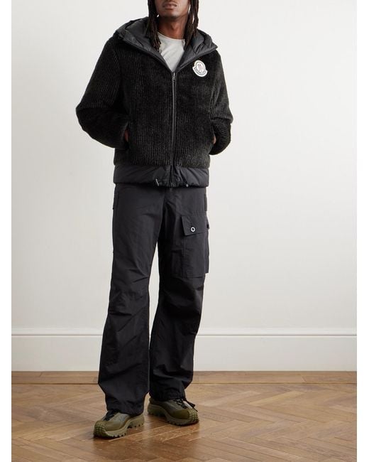Moncler Black Tejat Reversible Logo-Appliquéd Corduroy And Shell Hooded Down Jacket for men