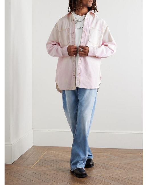Acne Pink Karto U Traffic Distressed Denim Shirt for men