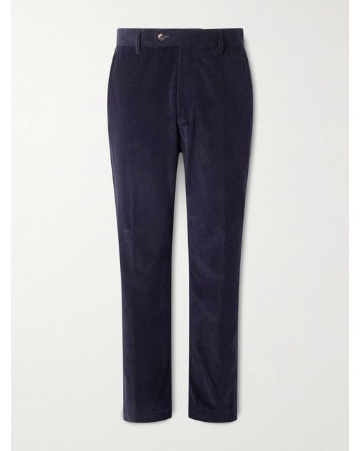 Umit Benan Blue Tony Tapered Cotton And Cashmere-Blend Corduroy Trousers for men