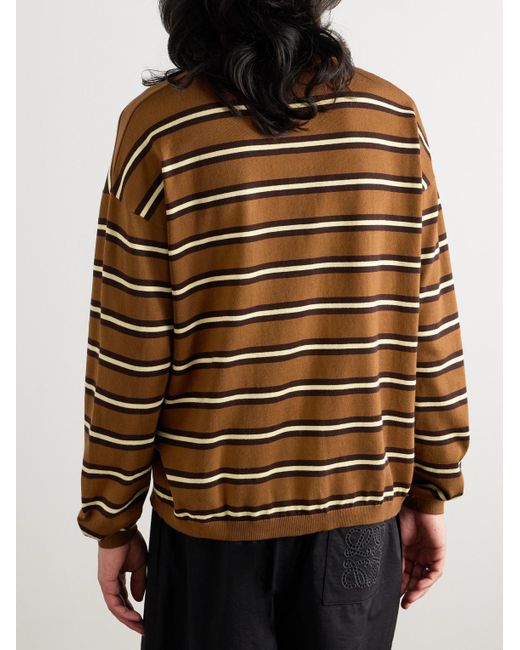 Loewe Brown Paula's Ibiza Striped Cotton Polo Shirt for men