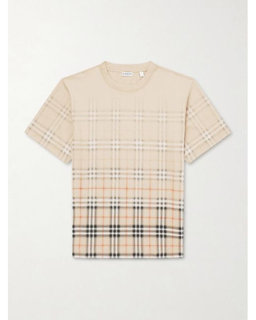 Burberry White Checked Cotton-jersey T-shirt for men