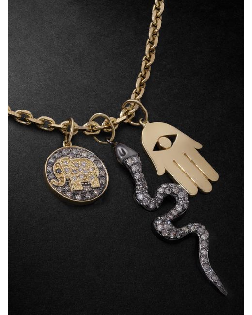 Sydney Evan Black Elephant Small, And Diamond Necklace for men