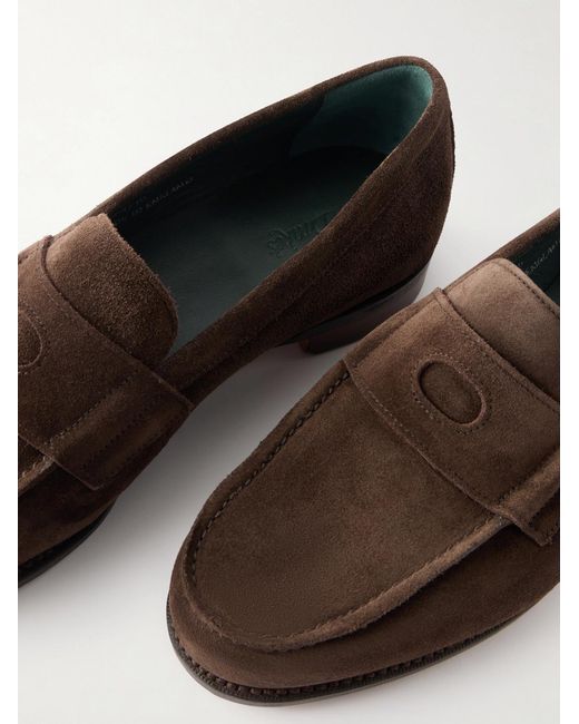 Drake's Brown Charles Suede Penny Loafers for men