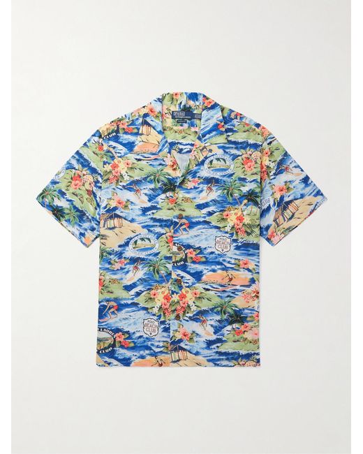 Polo Ralph Lauren Blue Clady Convertible-collar Printed Poplin Shirt for men