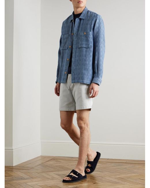 Mr P. Gray Straight-Leg Garment-Dyed Organic Cotton-Blend Twill Shorts for men