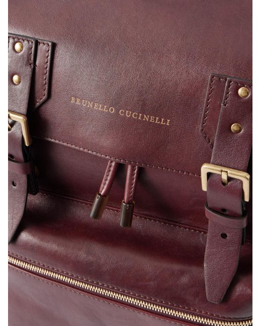 Brunello Cucinelli Purple Leather Backpack for men