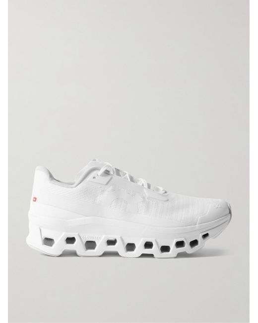 On Shoes White Cloudmster Void Rubber-trimmed Mesh Running Sneakers for men