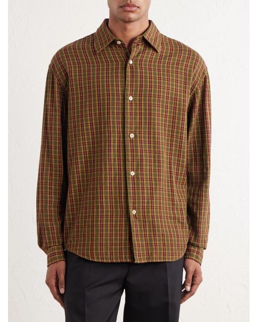 Massimo Alba Brown Boxy Checked Cotton Shirt for men