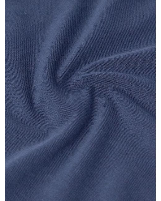 Officine Generale Blue Benny Pigment-Dyed Lyocell And Cotton-Blend Jersey T-Shirt for men