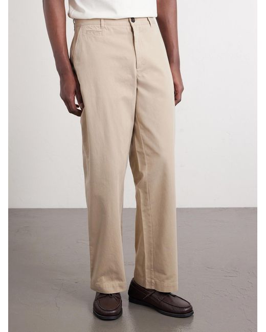 Portuguese Flannel Natural Labura Straight-Leg Organic Cotton-Twill Trousers for men