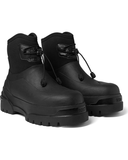 Moncler Genius Black 6 Moncler 1017 Alyx 9sm Leather-trimmed Rubber And Neoprene Boots for men
