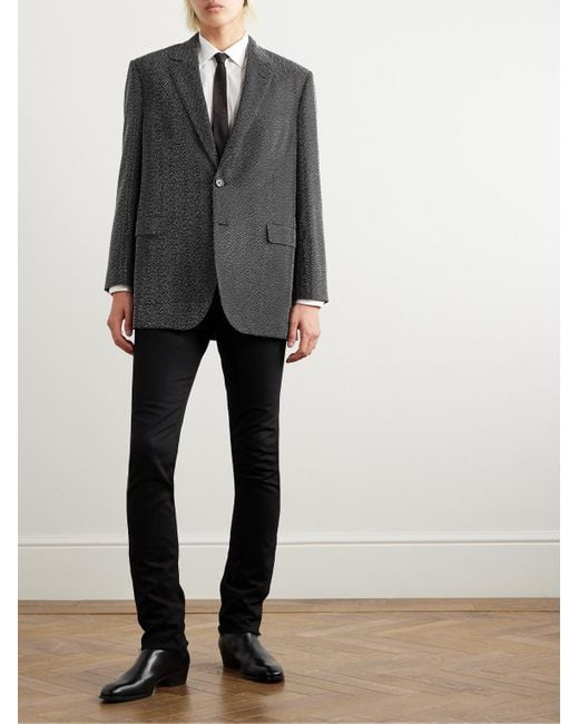 Céline Black Crystal-Embellished Virgin Wool-Gabardine Blazer for men