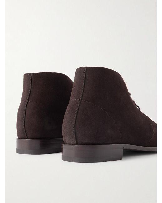 Manolo Blahnik Brown Berwick Suede Chukka Boots for men