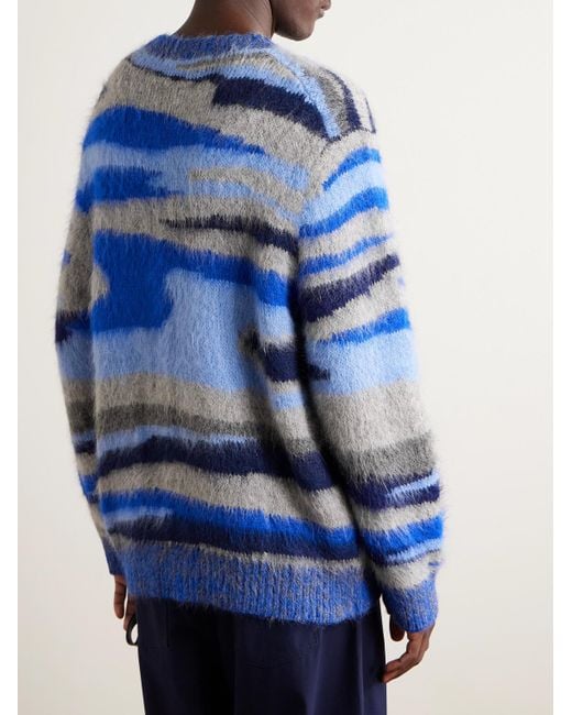 The Elder Statesman Blue Alpaca-Blend Jacquard Sweater for men