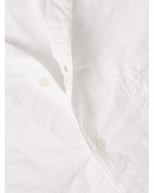 Massimo Alba Venice Hemd aus gestreiftem Seersucker aus einer Baumwollmischung mit wandelbarem Kragen in White für Herren