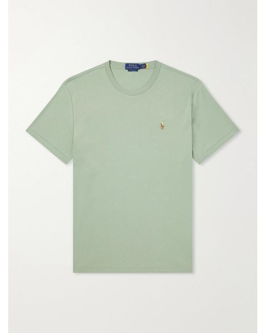 Polo Ralph Lauren Green Logo-embroidered Cotton-jersey T-shirt for men