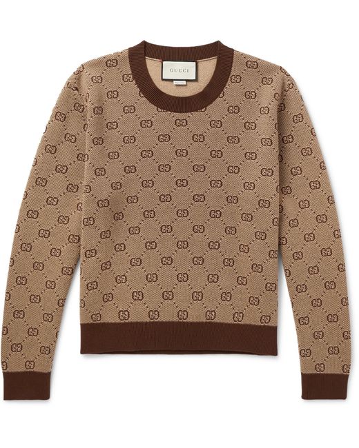 Gucci Brown GG Jacquard Sweater for men