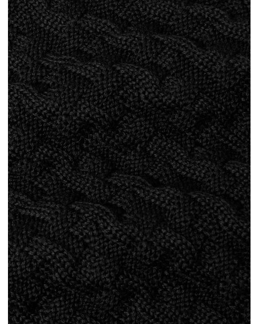 S.N.S Herning Black Stark Slim-Fit Cable-Knit Merino Wool Sweater for men