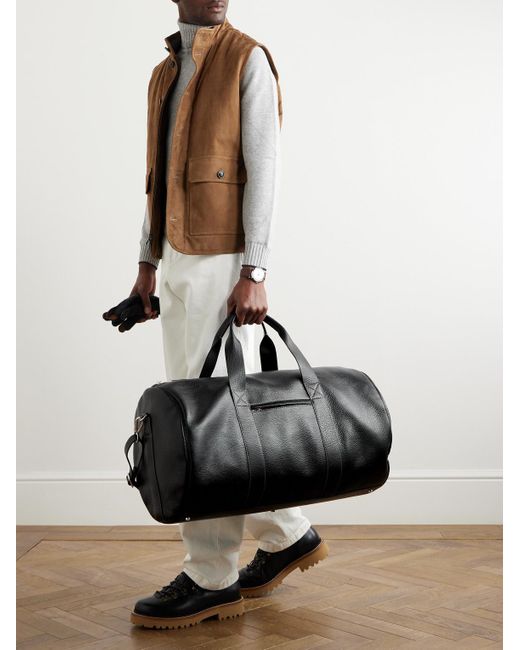 Brunello Cucinelli Black Borsa Leather Duffle Bag for men