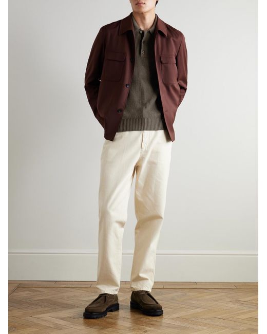 Mr P. Green Ribbed Cashmere Polo Shirt for men