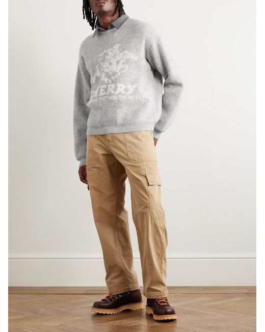 CHERRY LA White Intarsia-knit Alpaca-blend Sweater for men