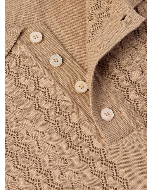Piacenza 1733 Natural Pointelle-Knit Cotton Polo Shirt for men