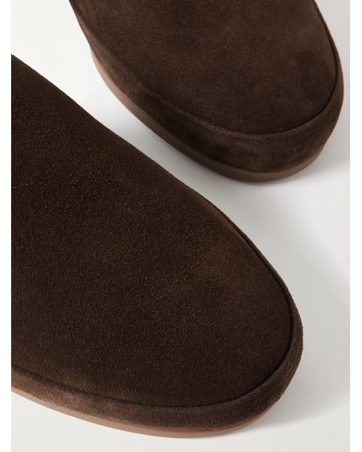 Fleece-Lined Suede Slippers di Mulo in Brown da Uomo