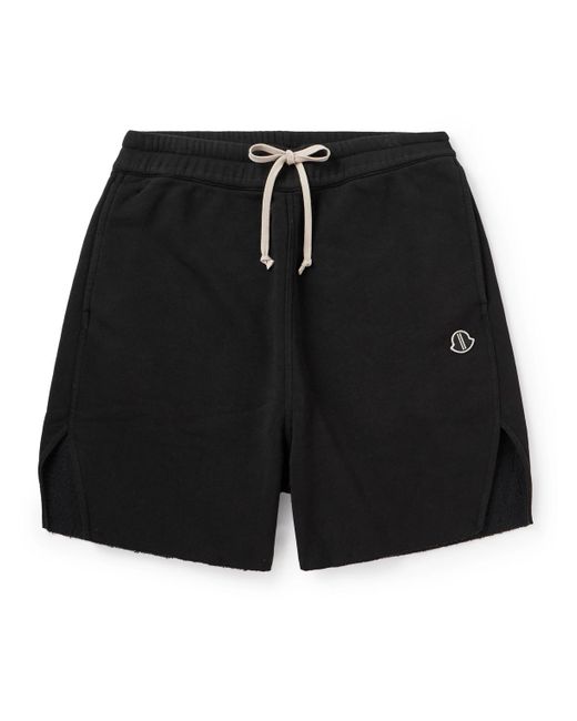 Rick Owens Black Moncler Straight-leg Cotton-blend Jersey Drawstring Shorts for men