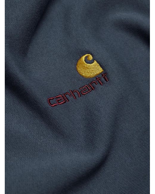 Carhartt Blue American Script Cotton-blend Jersey Half-zip Sweatshirt for men