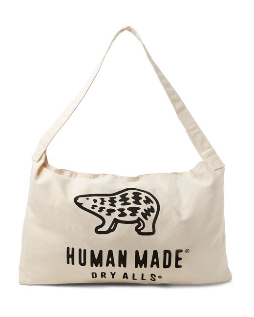 Human Made White Logo-print Cotton-canvas Tote Bag for men