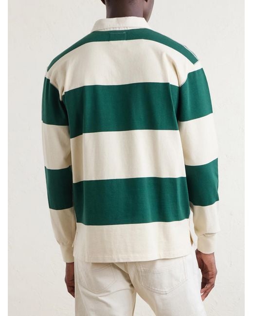 Drake's Green Stripe Cotton-Jersey Polo Shirt for men