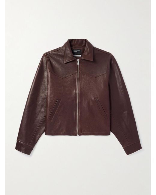 Enfants Riches Deprimes Brown Distressed Textured And Pebble-Grain Leather Jacket for men