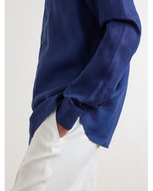 De Petrillo Blue Linen Shirt for men