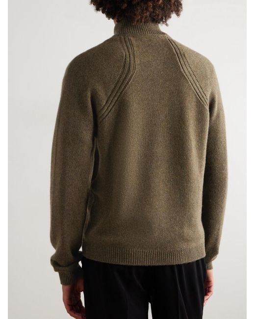 Sease Green Cashmere Half-Zip Sweater for men