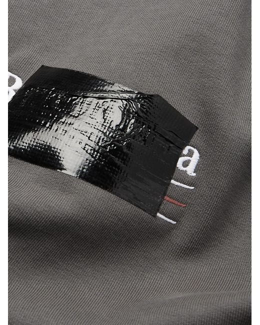 Balenciaga Gray Logo-Embroidered Cotton-Jersey Hoodie for men