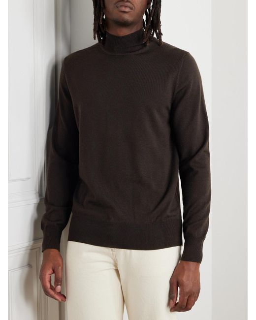 Mr P. Black Merino Wool Mock-Neck Sweater for men