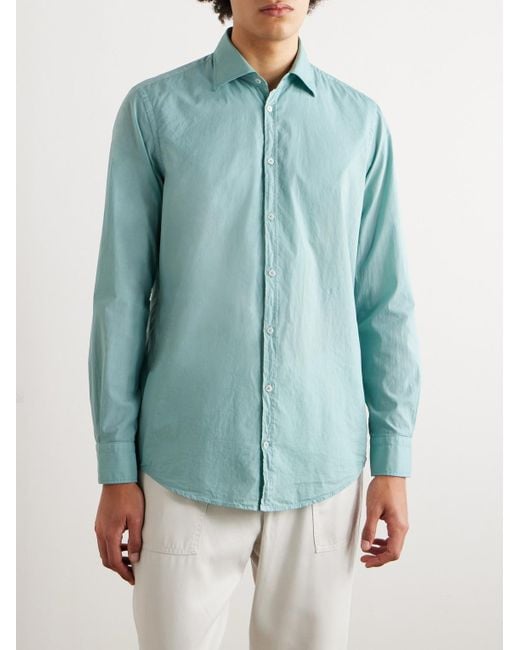 Massimo Alba Blue Genova Cutaway-collar Cotton-voile Shirt for men